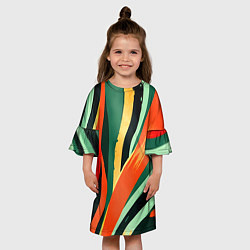 Платье клеш для девочки Тропическая жаркая абстракция, цвет: 3D-принт — фото 2