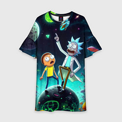 Платье клеш для девочки Рик и Морти на планете сказочных грибов, цвет: 3D-принт