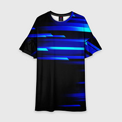 Платье клеш для девочки Color blue black, цвет: 3D-принт