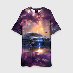 Платье клеш для девочки БМВ Японская природа, цвет: 3D-принт