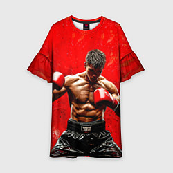 Платье клеш для девочки Кикбоксер в красном, цвет: 3D-принт