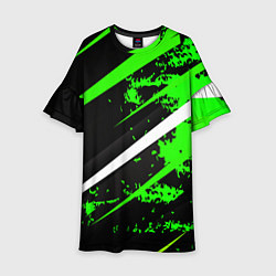 Платье клеш для девочки Color black and green, цвет: 3D-принт