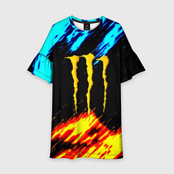 Детское платье Monster energy текстура огненная