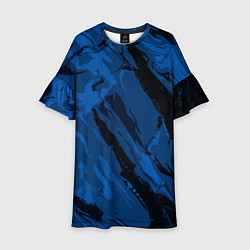Платье клеш для девочки Тёмный синий абстракция, цвет: 3D-принт