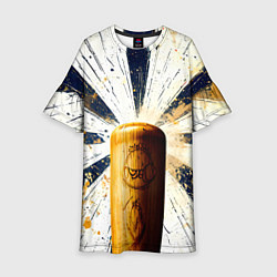 Платье клеш для девочки Бейсбольная бита на черно-белом, цвет: 3D-принт