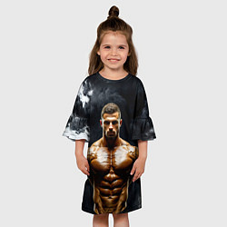 Платье клеш для девочки Бодибилдер в черном дыму, цвет: 3D-принт — фото 2