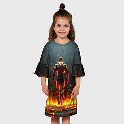Платье клеш для девочки Бодибилдер в огне, цвет: 3D-принт — фото 2