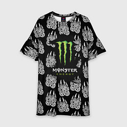 Платье клеш для девочки Monster energy медвежьи лапы, цвет: 3D-принт