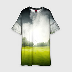 Платье клеш для девочки Поле для гольфа в тумане, цвет: 3D-принт