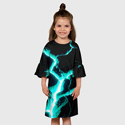 Платье клеш для девочки Color light blue black, цвет: 3D-принт — фото 2