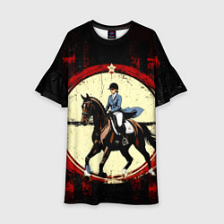 Платье клеш для девочки Наездница конный спорт, цвет: 3D-принт