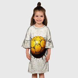 Платье клеш для девочки Гандбольный мяч на белом, цвет: 3D-принт — фото 2
