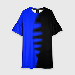 Платье клеш для девочки Чёрно-синий пополам с переходом, цвет: 3D-принт