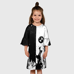 Платье клеш для девочки BMW black fire, цвет: 3D-принт — фото 2