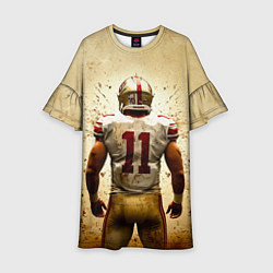 Платье клеш для девочки Квотербек на бежевом, цвет: 3D-принт