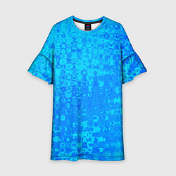 Платье клеш для девочки Голубой неоновый абстрактная текстура, цвет: 3D-принт