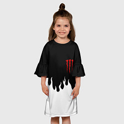 Платье клеш для девочки Monster energy red logo, цвет: 3D-принт — фото 2
