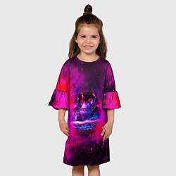 Платье клеш для девочки Космонавт в космическом море, цвет: 3D-принт — фото 2