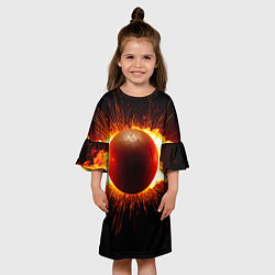 Платье клеш для девочки Ядро для талкания в огне, цвет: 3D-принт — фото 2