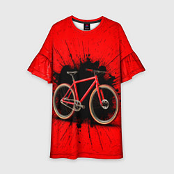 Платье клеш для девочки Трековый велосипед на красном, цвет: 3D-принт