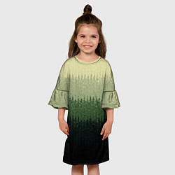 Платье клеш для девочки Зелёный полосами от светлого к тёмному текстурные, цвет: 3D-принт — фото 2