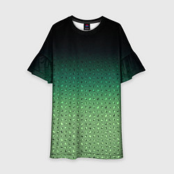 Детское платье Чёрно-зелёный градиент с узором