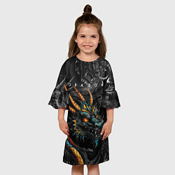 Платье клеш для девочки Японский дракон татуировка, цвет: 3D-принт — фото 2
