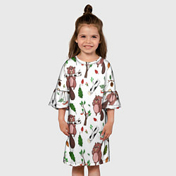 Платье клеш для девочки Бобер и полено, цвет: 3D-принт — фото 2