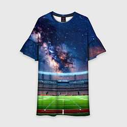 Платье клеш для девочки Стадион для американского футбола и звездная ночь, цвет: 3D-принт