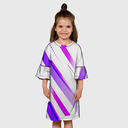 Платье клеш для девочки Color white pink, цвет: 3D-принт — фото 2