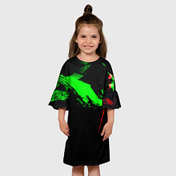 Платье клеш для девочки Color black green red, цвет: 3D-принт — фото 2