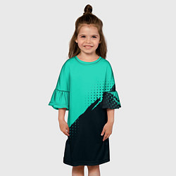 Платье клеш для девочки Color black light blue, цвет: 3D-принт — фото 2