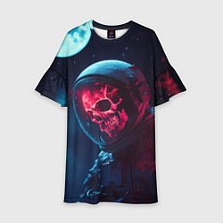Платье клеш для девочки Хоррор скелет в космосе, цвет: 3D-принт