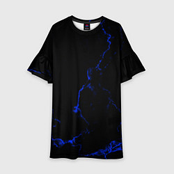 Платье клеш для девочки Color black blue, цвет: 3D-принт