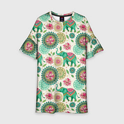 Детское платье Слоны и мандалы паттерн в индийской стилистике