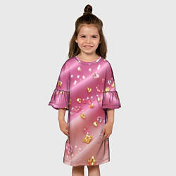Платье клеш для девочки Золотинки на розовой текстуре, цвет: 3D-принт — фото 2