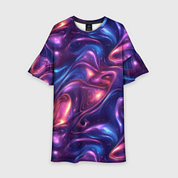 Детское платье Абстрактные волны и завитки - сине-фиолетовый патт
