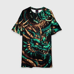 Платье клеш для девочки Японские драконы ирезуми, цвет: 3D-принт