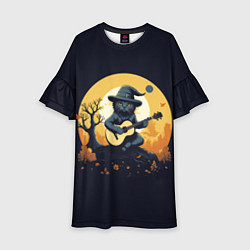 Детское платье Кот играет на гитаре под луной