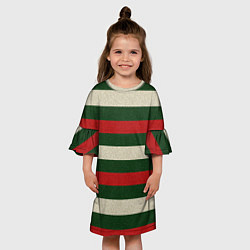 Платье клеш для девочки Цветные лини текстура ткани, цвет: 3D-принт — фото 2