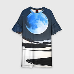 Платье клеш для девочки Синяя луна, цвет: 3D-принт