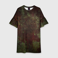 Детское платье Абстракция - green fabric soaked in red paint