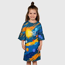 Платье клеш для девочки Млечный путь -наш дом, цвет: 3D-принт — фото 2
