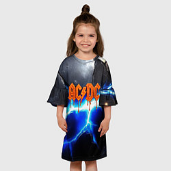 Платье клеш для девочки ACDC логотип из лавы на молнии, цвет: 3D-принт — фото 2