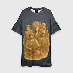 Платье клеш для девочки ACDC старинный памятник группе, цвет: 3D-принт