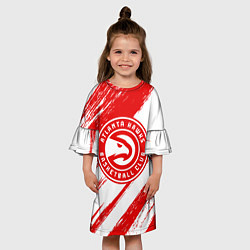 Платье клеш для девочки Atlanta Hawks red and white, цвет: 3D-принт — фото 2