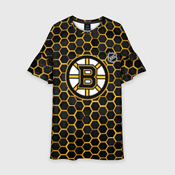 Платье клеш для девочки Бостон Брюинз - черные соты, цвет: 3D-принт