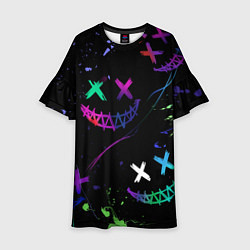 Детское платье Неновые краски - лица крипи смайл