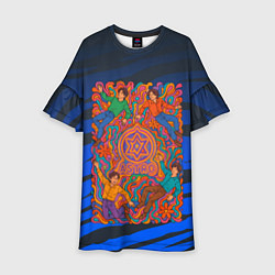 Платье клеш для девочки Astro психоделика, цвет: 3D-принт
