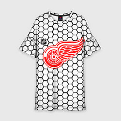Платье клеш для девочки Детройт Ред Уингз - белые соты, цвет: 3D-принт